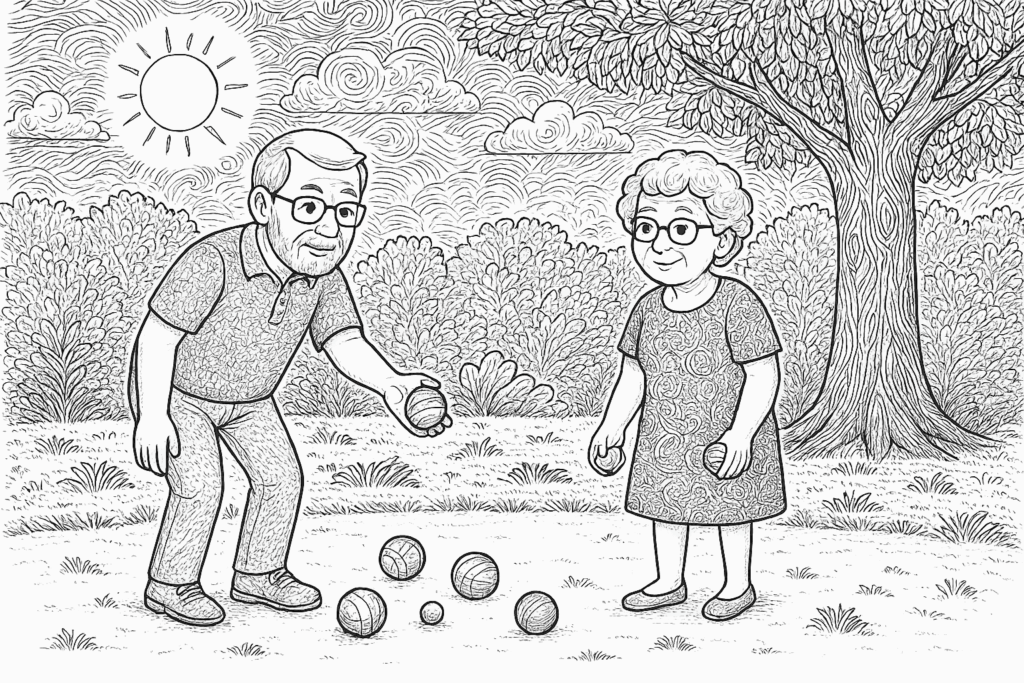 Coloriage pétanque adultes